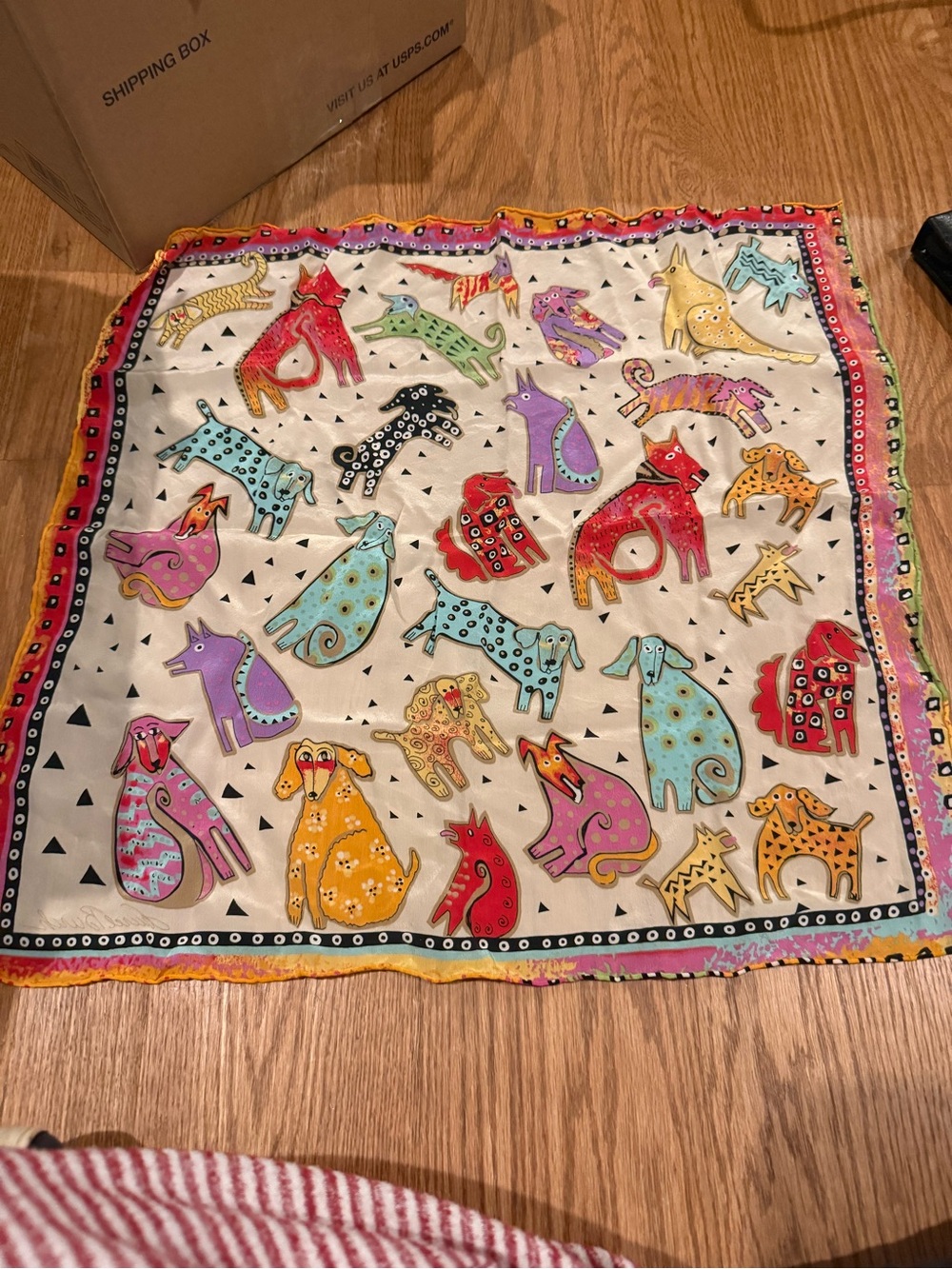 Vintage Laurel Burch silk dog scarf